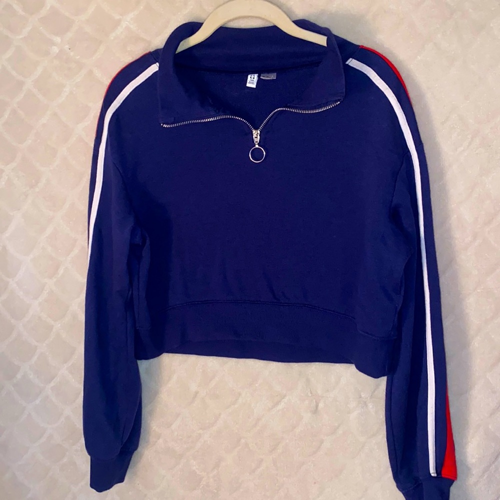 H&M Cropped Half Zip Hoodie